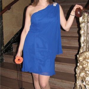 Cache Royal Blue One-Shoulder Cocktail Dress